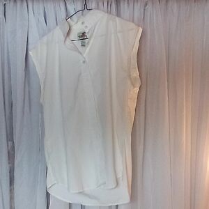 Classic Ivory Sleeveless Button Down Shirt